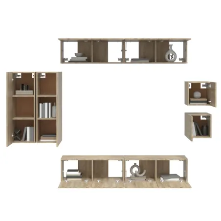 Ensemble de meubles TV 8 pcs Chêne sonoma Bois d'ingénierie