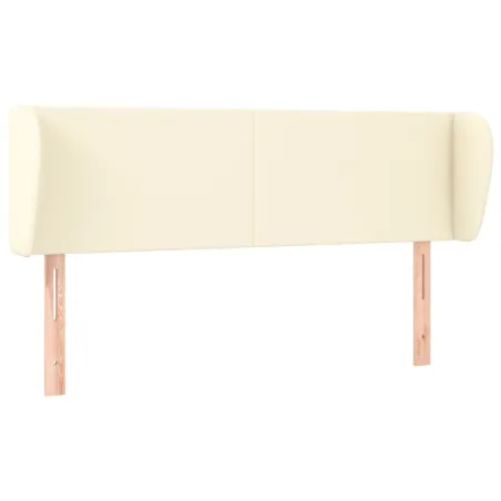 Tête de lit avec oreilles Crème 147x23x78/88 cm Similicuir