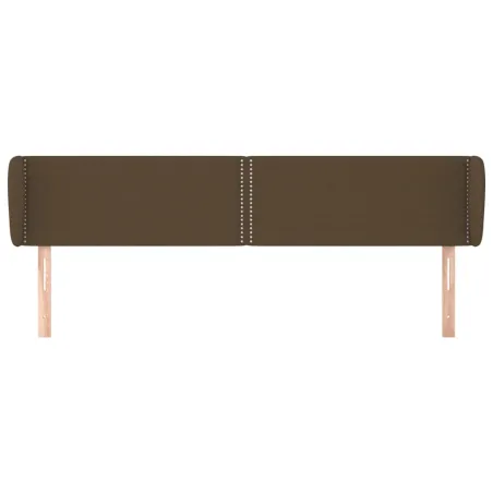 Tête de lit avec oreilles Marron foncé 163x23x78/88 cm Tissu