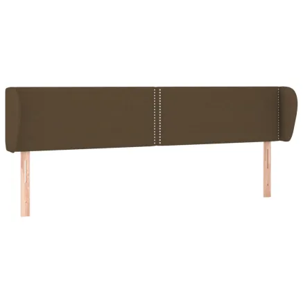 Tête de lit avec oreilles Marron foncé 203x23x78/88 cm Tissu 2