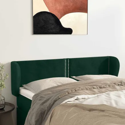Tête de lit avec oreilles Vert foncé 147x23x78/88 cm Velours