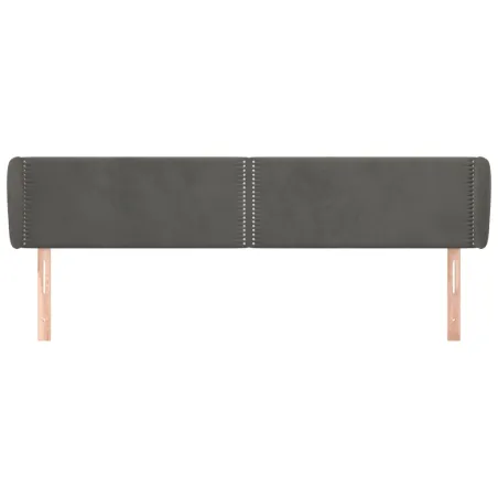 Tête de lit avec oreilles Gris foncé 163x23x78/88 cm Velours