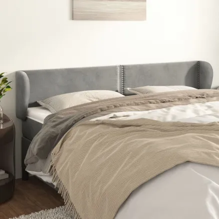 Tête de lit avec oreilles Gris clair 203x23x78/88 cm Velours