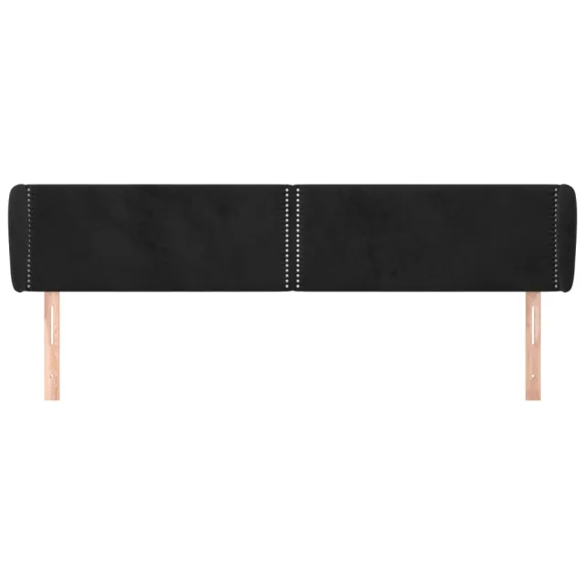 Tête de lit avec oreilles Noir 203x23x78/88 cm Velours