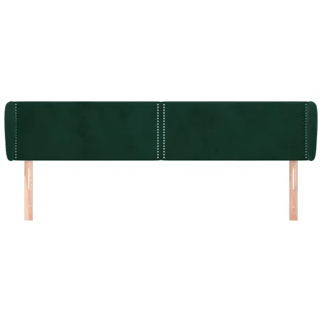 Tête de lit avec oreilles Vert foncé 203x23x78/88 cm Velours