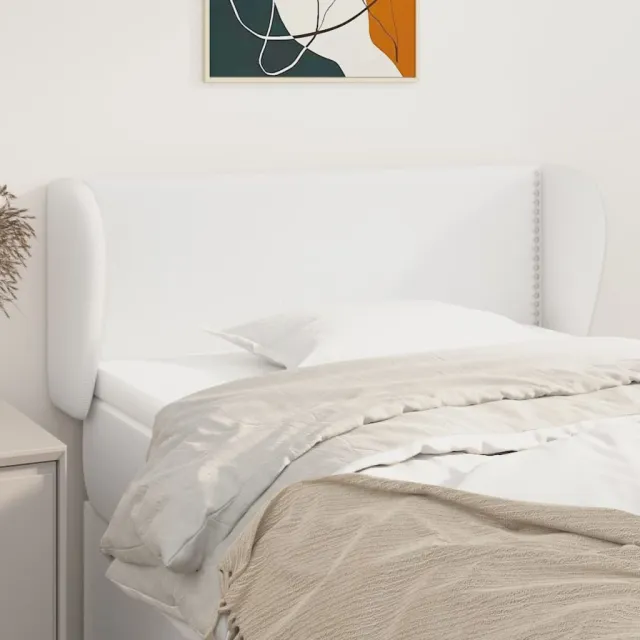 Tête de lit avec oreilles Blanc 103x23x78/88 cm Similicuir