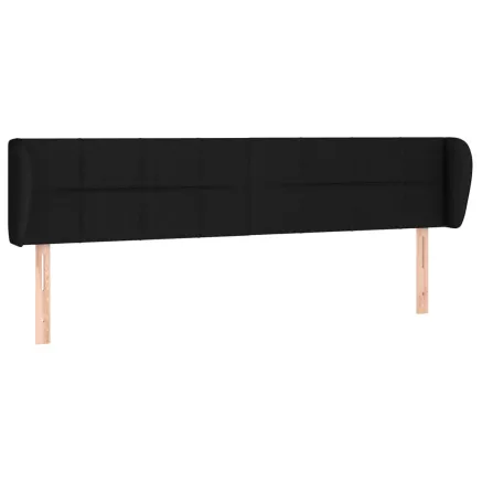 Tête de lit avec oreilles Noir 203x23x78/88 cm Tissu 2