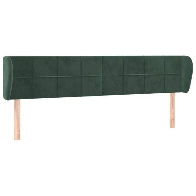 Tête de lit avec oreilles Vert foncé 163x23x78/88 cm Velours