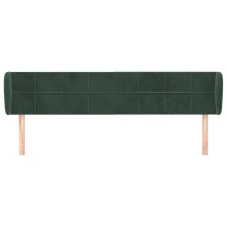 Tête de lit avec oreilles Vert foncé 163x23x78/88 cm Velours