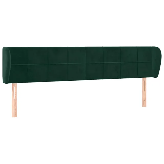 Tête de lit avec oreilles Vert foncé 203x23x78/88 cm Velours