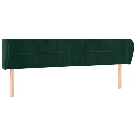 Tête de lit avec oreilles Vert foncé 203x23x78/88 cm Velours