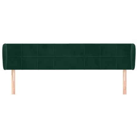 Tête de lit avec oreilles Vert foncé 203x23x78/88 cm Velours