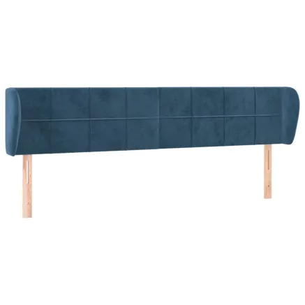 Tête de lit avec oreilles Bleu foncé 203x23x78/88 cm Velours 2