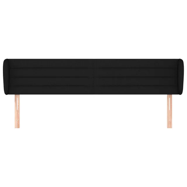 Tête de lit avec oreilles Noir 183x23x78/88 cm Tissu