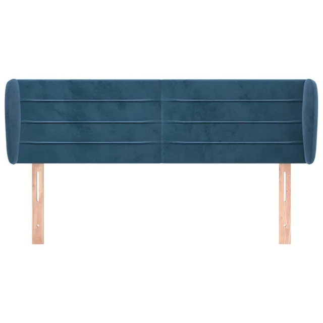 Tête de lit avec oreilles Bleu foncé 147x23x78/88 cm Velours