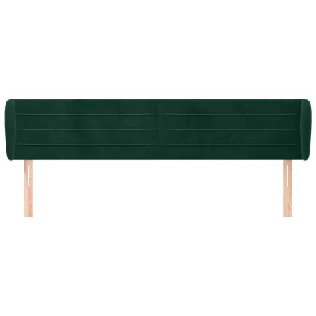 Tête de lit avec oreilles Vert foncé 163x23x78/88 cm Velours