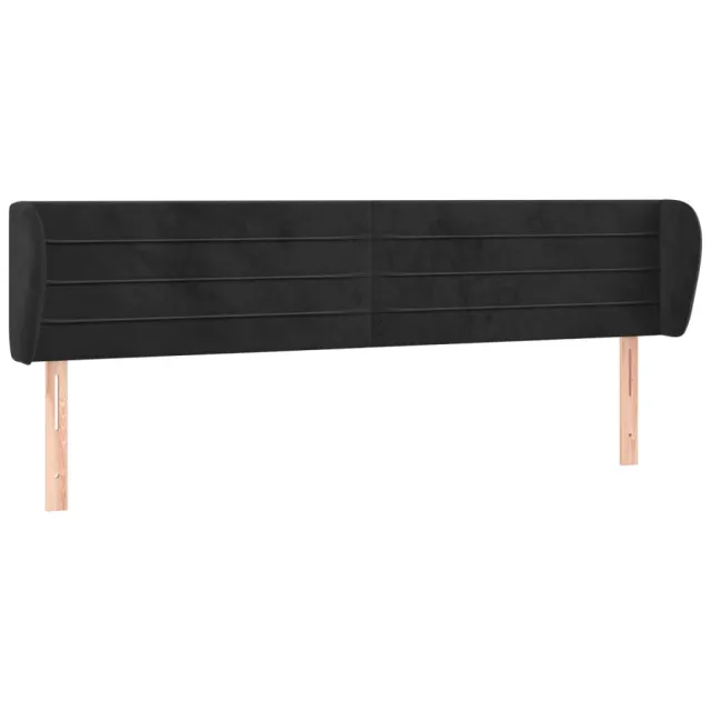 Tête de lit avec oreilles Noir 183x23x78/88 cm Velours