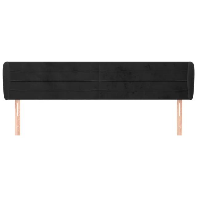 Tête de lit avec oreilles Noir 183x23x78/88 cm Velours