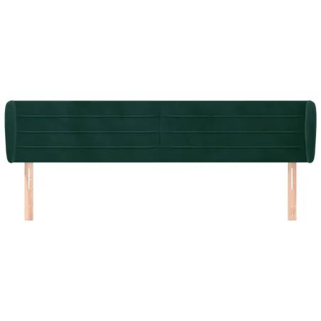 Tête de lit avec oreilles Vert foncé 203x23x78/88 cm Velours