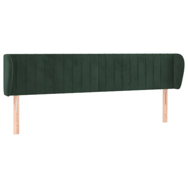 Tête de lit avec oreilles Vert foncé 163x23x78/88 cm Velours