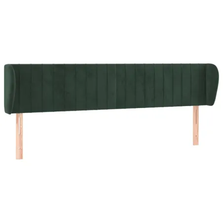 Tête de lit avec oreilles Vert foncé 163x23x78/88 cm Velours