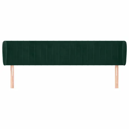 Tête de lit avec oreilles Vert foncé 183x23x78/88 cm Velours