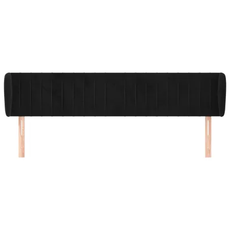 Tête de lit avec oreilles Noir 203x23x78/88 cm Velours