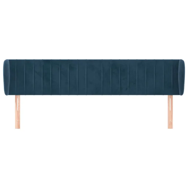Tête de lit avec oreilles Bleu foncé 203x23x78/88 cm Velours