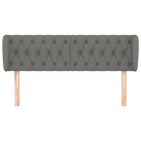 Tête de lit avec oreilles Gris foncé 147x23x78/88 cm Tissu