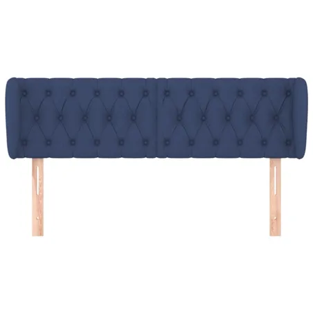 Tête de lit avec oreilles Bleu 147x23x78/88 cm Tissu