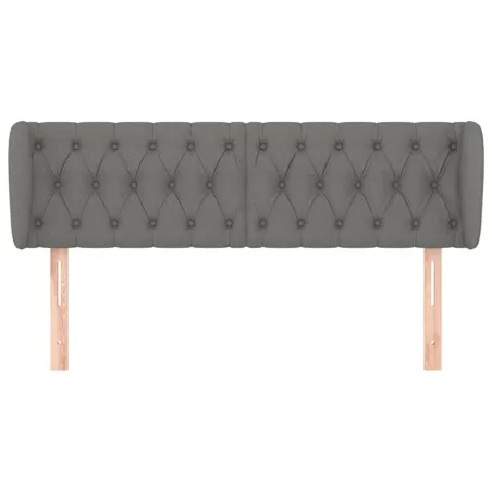 Tête de lit avec oreilles Gris foncé 163x23x78/88 cm Tissu