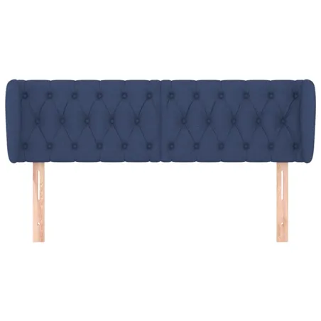 Tête de lit avec oreilles Bleu 163x23x78/88 cm Tissu