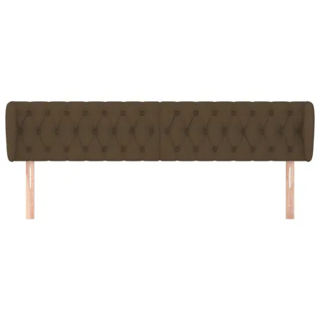 Tête de lit avec oreilles Marron foncé 183x23x78/88 cm Tissu