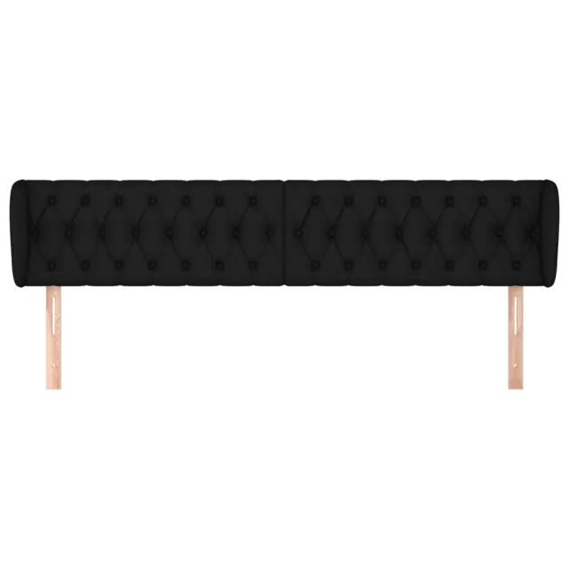 Tête de lit avec oreilles Noir 203x23x78/88 cm Tissu