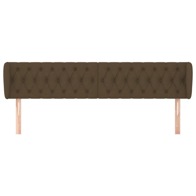 Tête de lit avec oreilles Marron foncé 203x23x78/88 cm Tissu