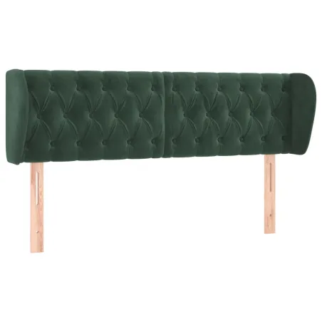 Tête de lit avec oreilles Vert foncé 147x23x78/88 cm Velours