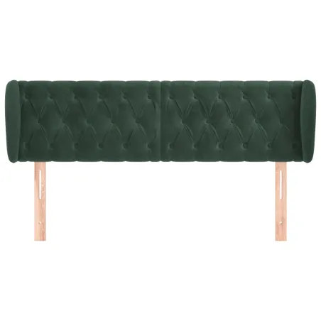 Tête de lit avec oreilles Vert foncé 147x23x78/88 cm Velours