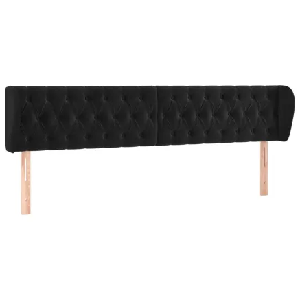 Tête de lit avec oreilles Noir 183x23x78/88 cm Velours 2