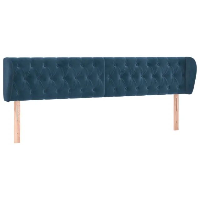 Tête de lit avec oreilles Bleu foncé 183x23x78/88 cm Velours