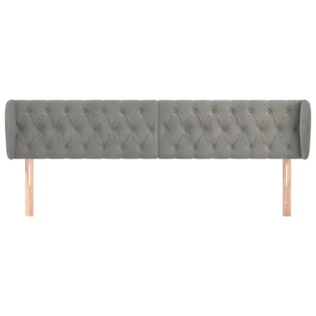 Tête de lit avec oreilles Gris clair 203x23x78/88 cm Velours