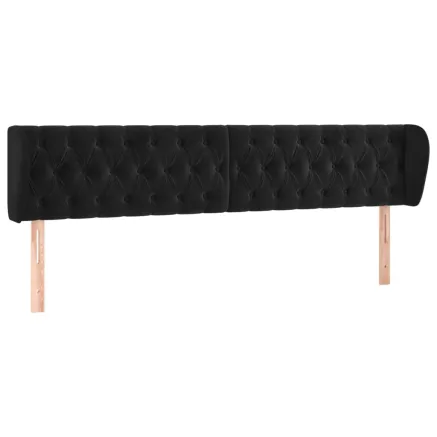 Tête de lit avec oreilles Noir 203x23x78/88 cm Velours 2