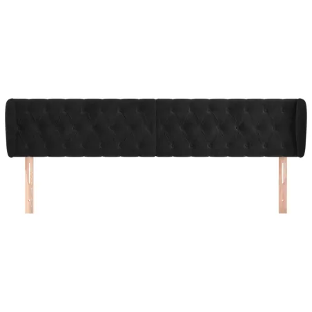 Tête de lit avec oreilles Noir 203x23x78/88 cm Velours