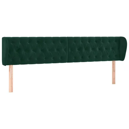 Tête de lit avec oreilles Vert foncé 203x23x78/88 cm Velours 2