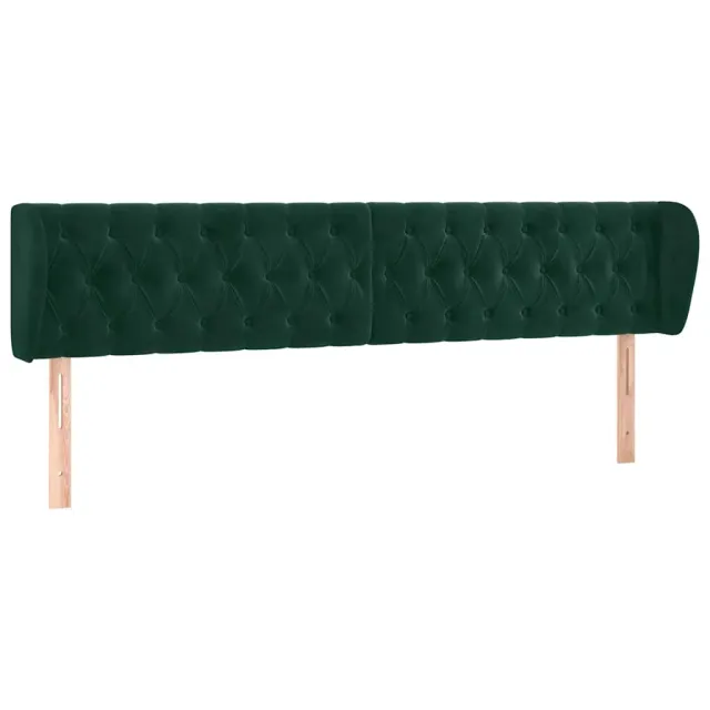 Tête de lit avec oreilles Vert foncé 203x23x78/88 cm Velours