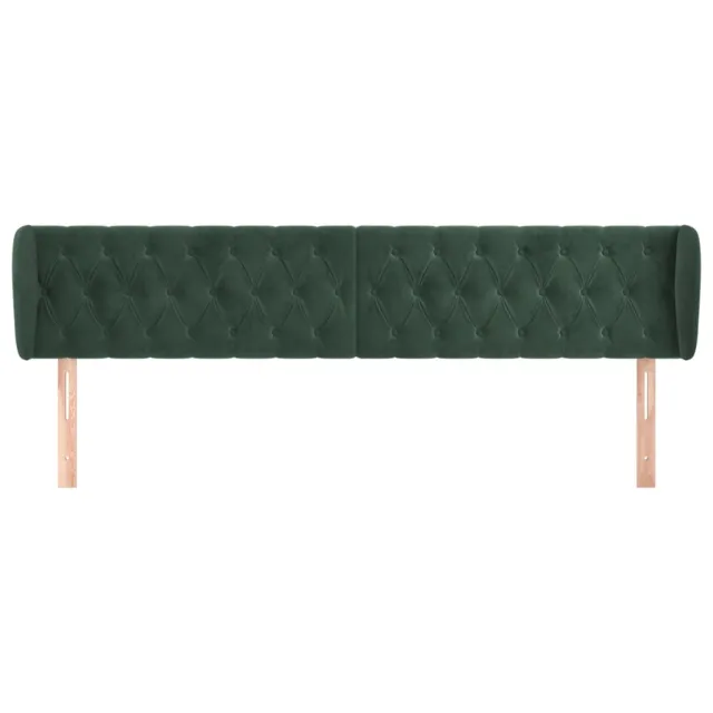 Tête de lit avec oreilles Vert foncé 203x23x78/88 cm Velours
