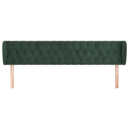 Tête de lit avec oreilles Vert foncé 203x23x78/88 cm Velours