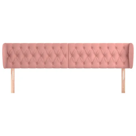 Tête de lit avec oreilles Rose 203x23x78/88 cm Velours