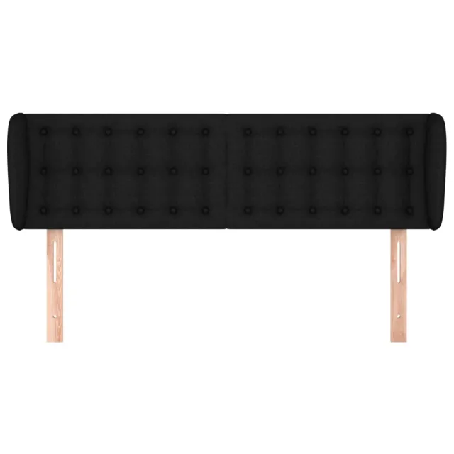 Tête de lit avec oreilles Noir 147x23x78/88 cm Tissu