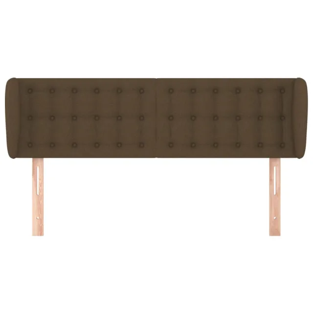 Tête de lit avec oreilles Marron foncé 147x23x78/88 cm Tissu