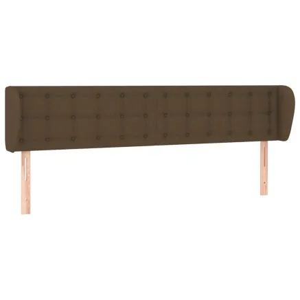 Tête de lit avec oreilles Marron foncé 183x23x78/88 cm Tissu 2